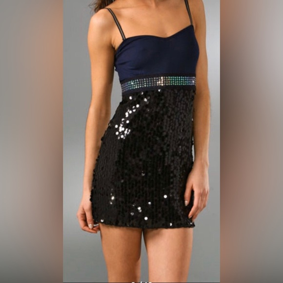Free prople cocktail sequin sparkly navy NWT - Picture 1 of 9